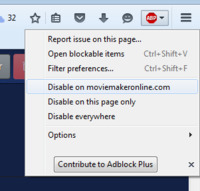 Isključite AdBlock Plus za moviemakeronline.com u Firefoxu